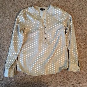 Grey w/ white polka dot blouse